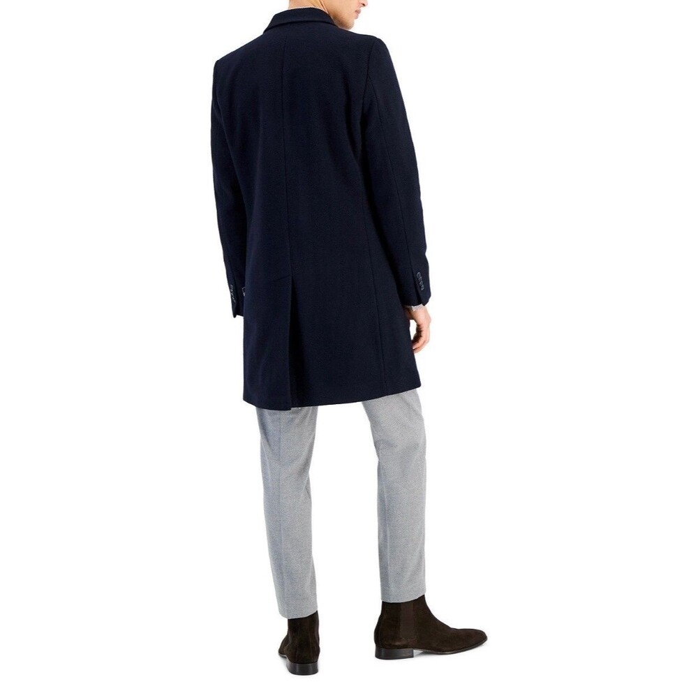 $450 NEW NAUTICA Mens 42R Navy Wool Cashmere Classic 38" Long OverCoat Jacket - Picture 9 of 11
